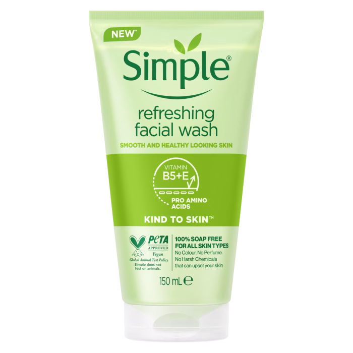 Simple Kind to Skin Refreshing Facial Wash with Vitamin B5+E 150ml