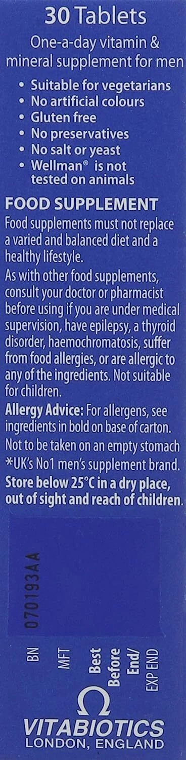 Vitabiotics Wellman Original — Health & Vitality, 30 Tablets Vitabiotics Wellman Original — Health & Vitality, 30 Tablets