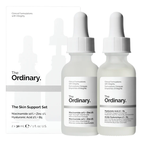 The Ordinary The Skin Support Set – Niacinamide 10% + Zinc 1% & Hyaluronic Acid 2% + B5 (2 x 30ml)