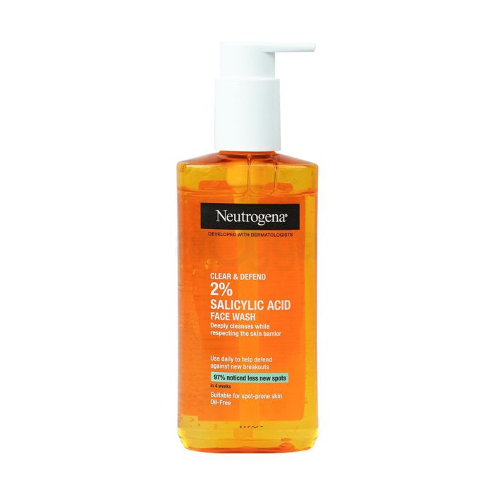 Neutrogena Clear & Defend 2% Salicylic Acid Oil-Free Face Wash for Spot-Prone Skin – 200ml